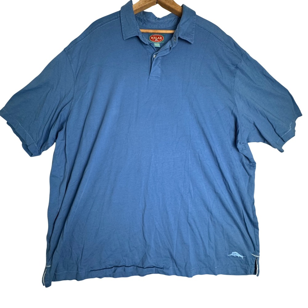 Tommy Bahama Relax Polo Shirt Mens XXL Blue 100% Pima Cotton Short Sleeve Marlin